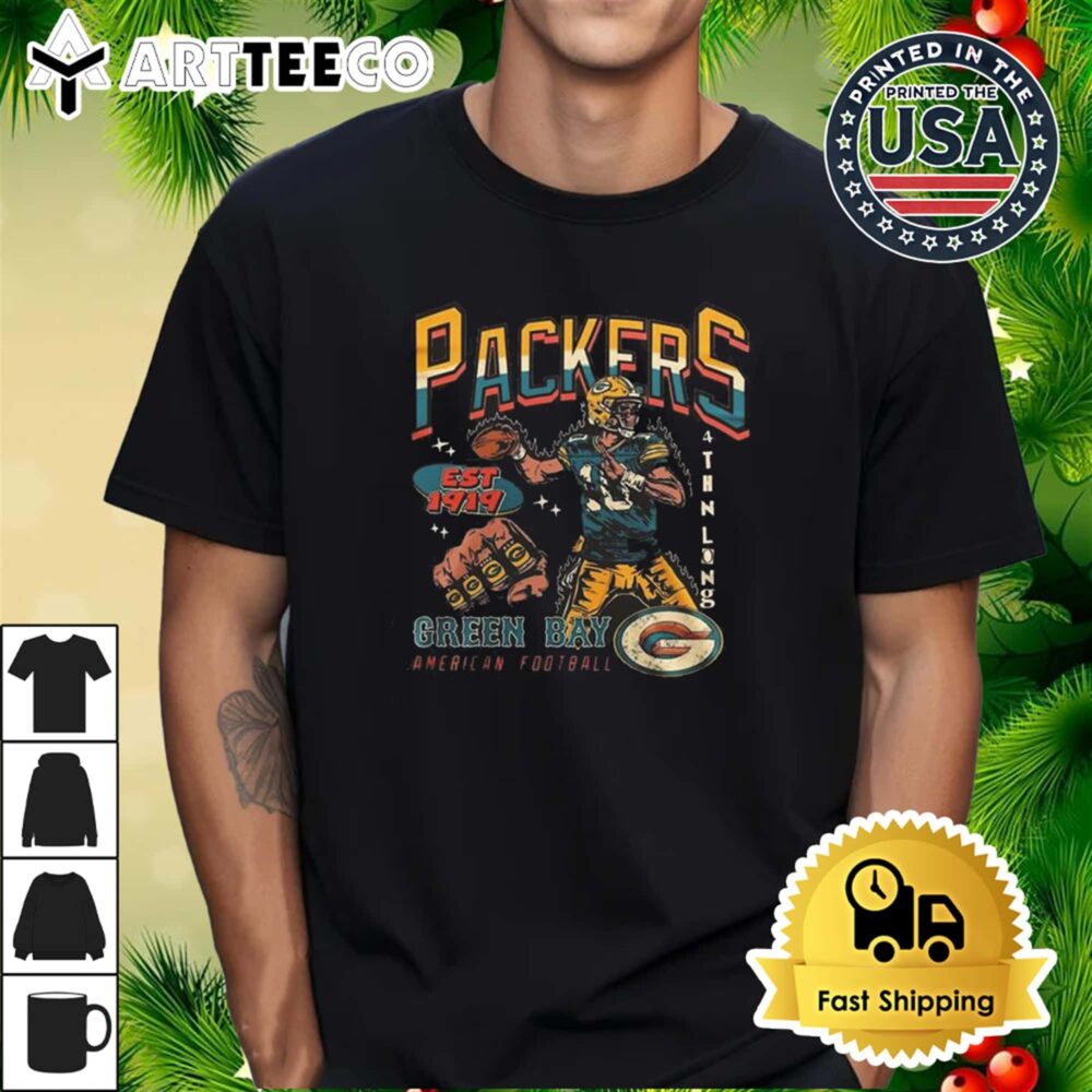 Green Bay Packers American Football Graphic 4th N Long Est 1919 T Shirt 1