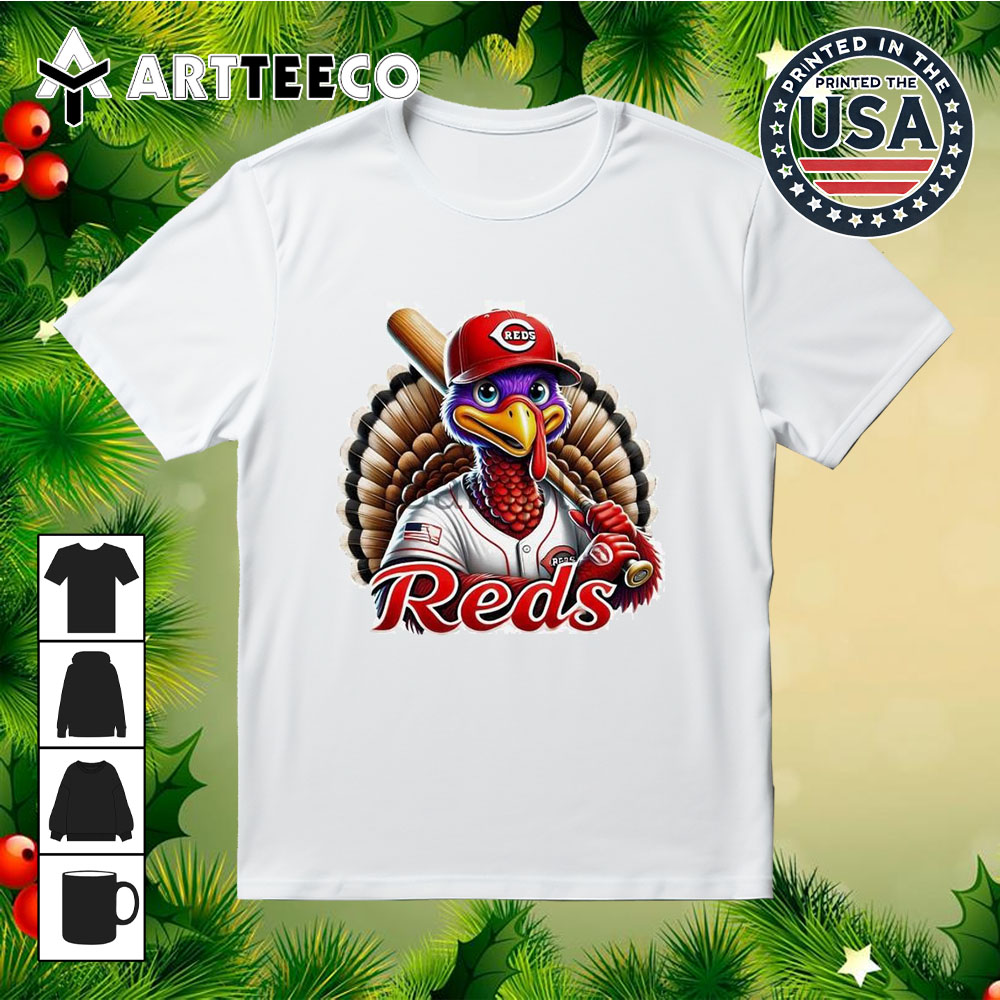 Happy Thanksgiving Cincinnati Reds Baseball Turkey 2024 Shirt 1