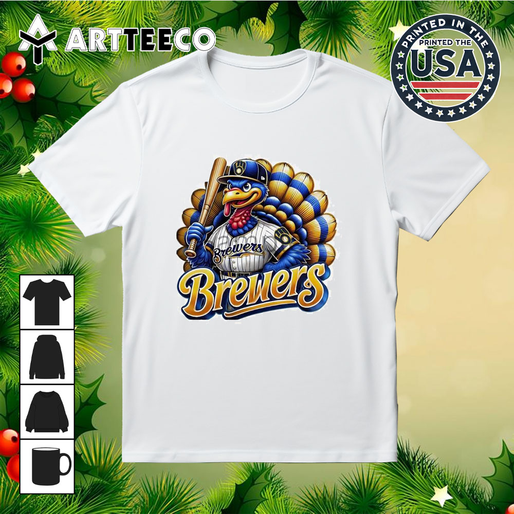 Happy Thanksgiving Milwaukee Brewers Baseball Turkey 2024 Shirt 1