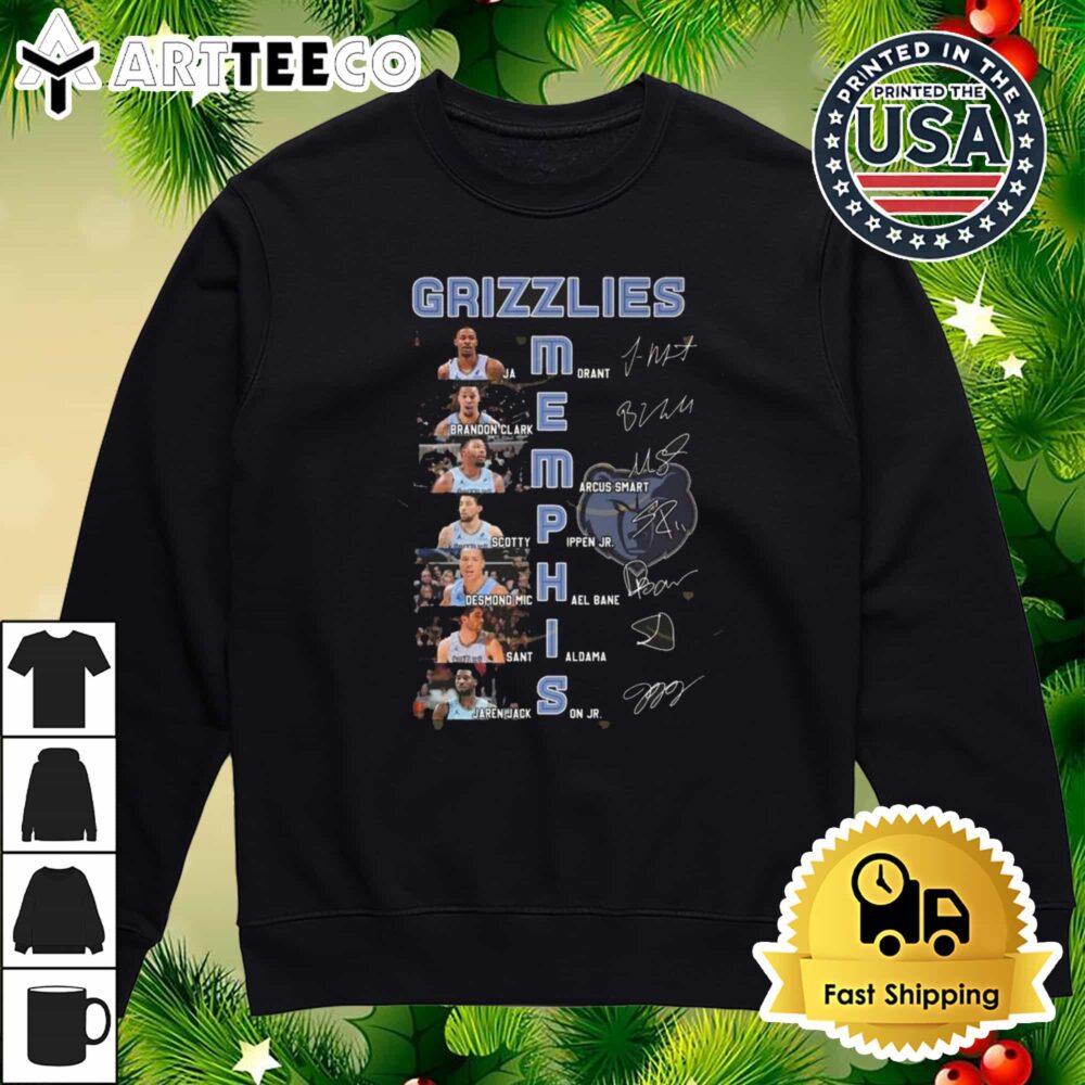 Memphis Grizzlies Basketball Name Signatures 2024 Retro T Shirt 4