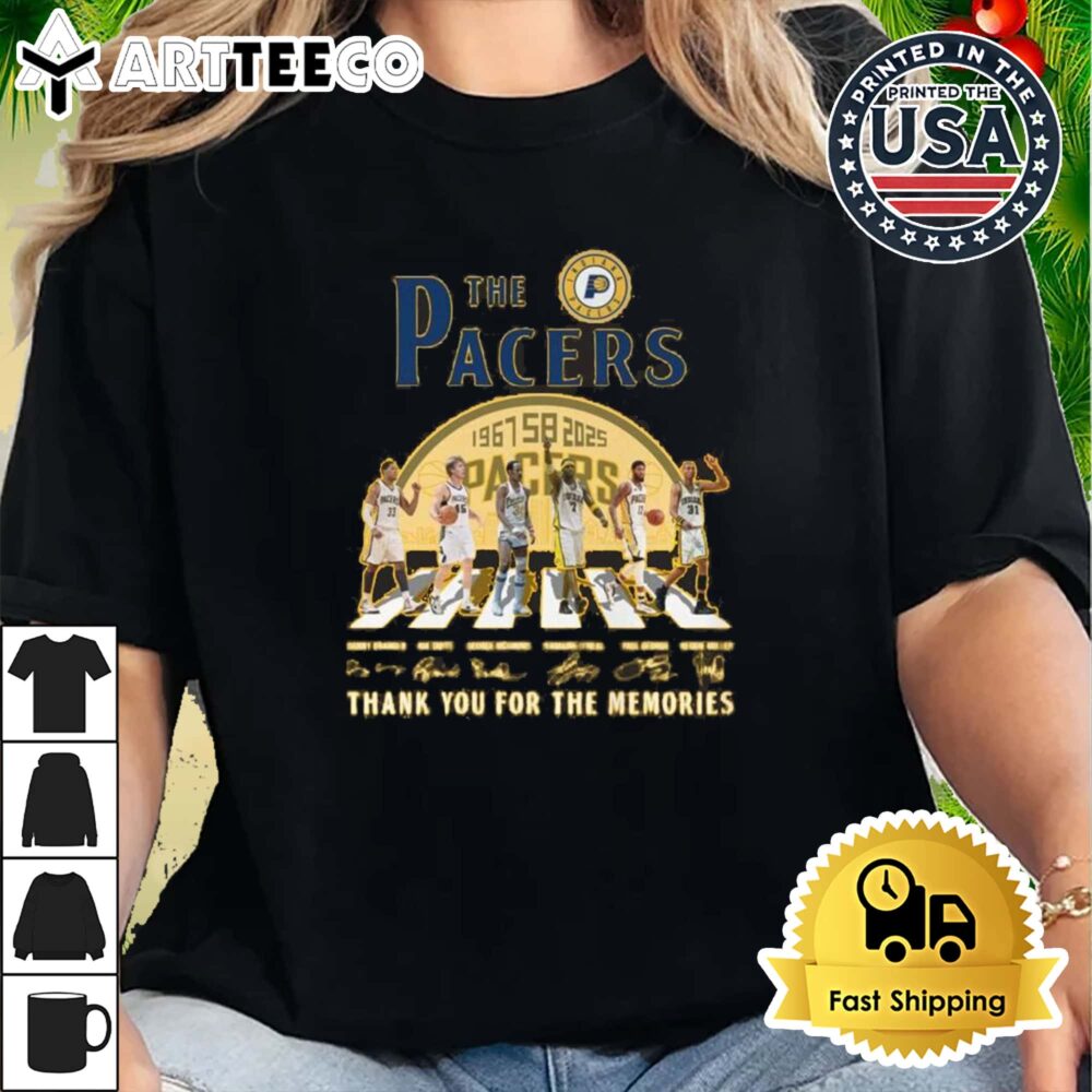 NBA Indiana Pacers 58th 1967 2025 Thank You For The Memories Walking Signatures Retro T Shirt 2