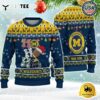 NCAA Michigan Wolverines Football HO HO HO Custom Name Ugly Christmas Sweater