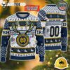 NCAA Notre Dame Fighting Irish Special Reindeer Light Custom Name And Number Ugly Christmas Sweater