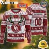 NCAA Oklahoma Sooners Special Reindeer Light Custom Name And Number Ugly Christmas Sweater