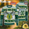 NCAA Oregon Ducks Special Reindeer Light Custom Name And Number Ugly Christmas Sweater