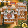 NCAA Texas Longhorns Special Reindeer Light Custom Name And Number Ugly Christmas Sweater