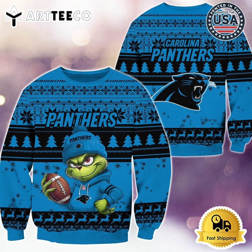 NFL Carolina Panthers Grinch Football Limited Edition Ugly Christmas Sweater