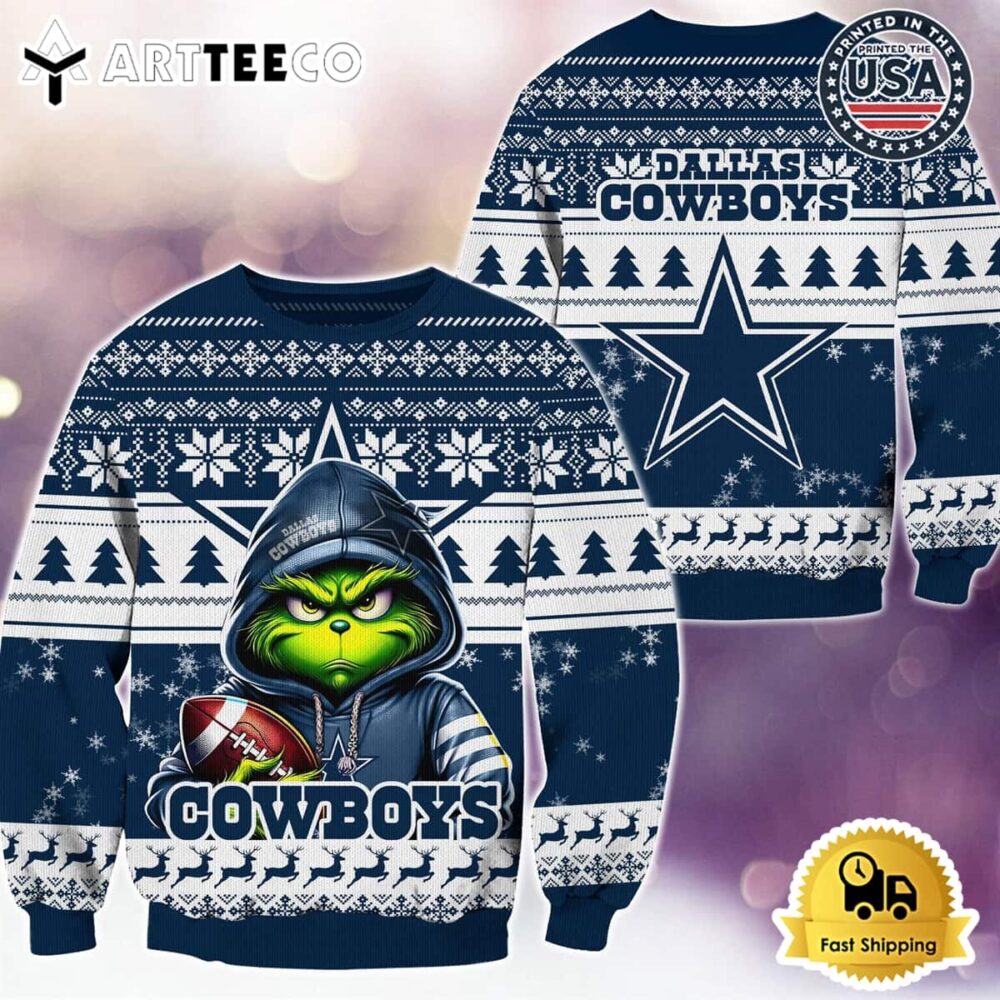 NFL Dallas Cowboys Christmas x Grinch Ugly Christmas Sweater