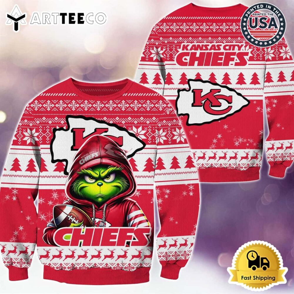 NFL Kansas City Chiefs Christmas x Grinch Ugly Christmas Sweater