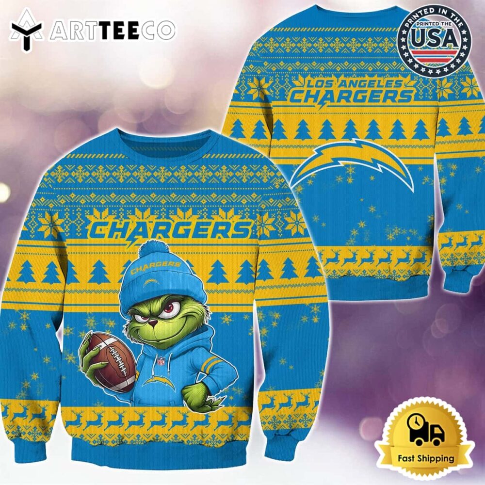 NFL Los Angeles Chargers Grinch Football Limited Edition Ugly Christmas Sweater