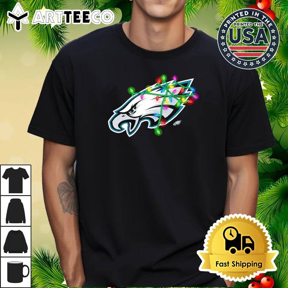 NFL Merry Christmas Philadelphia Eagles Lights 2024 Logo T Shirt 1