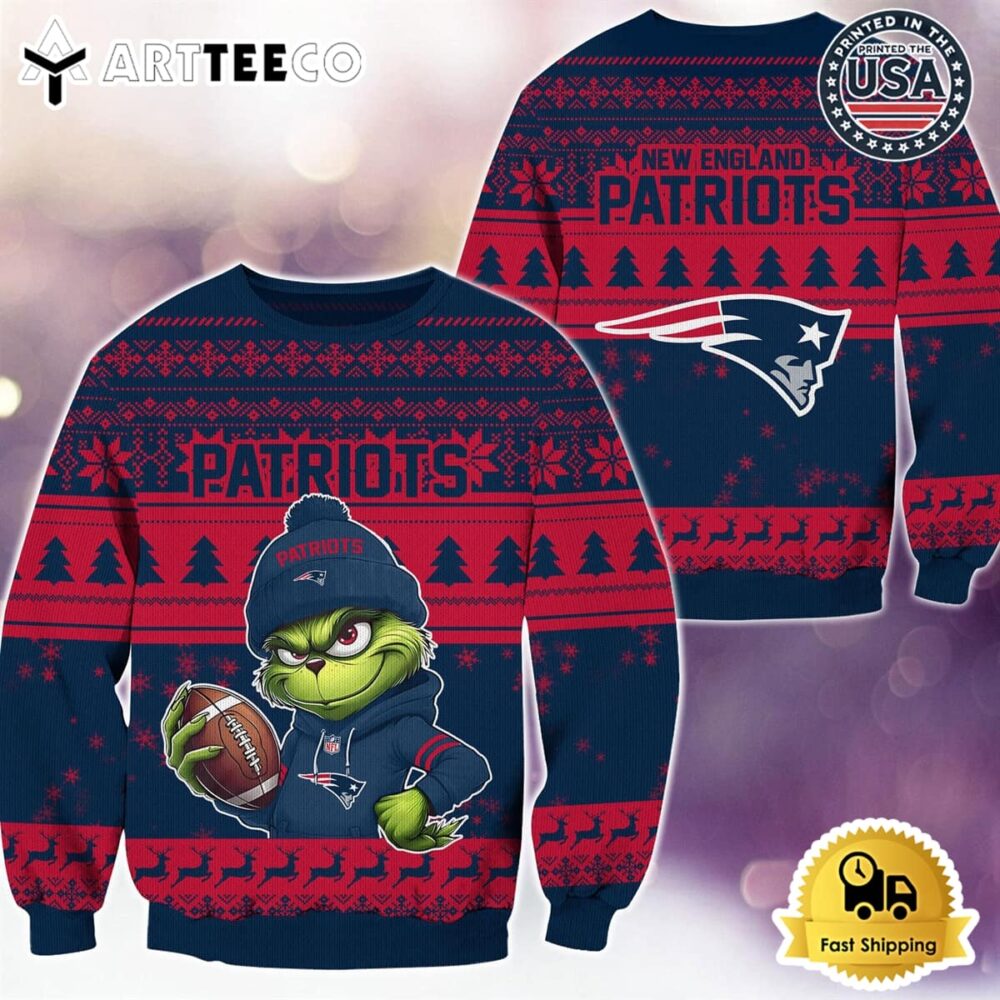 NFL New England Patriots Grinch Football Limited Edition Ugly Christmas Sweater