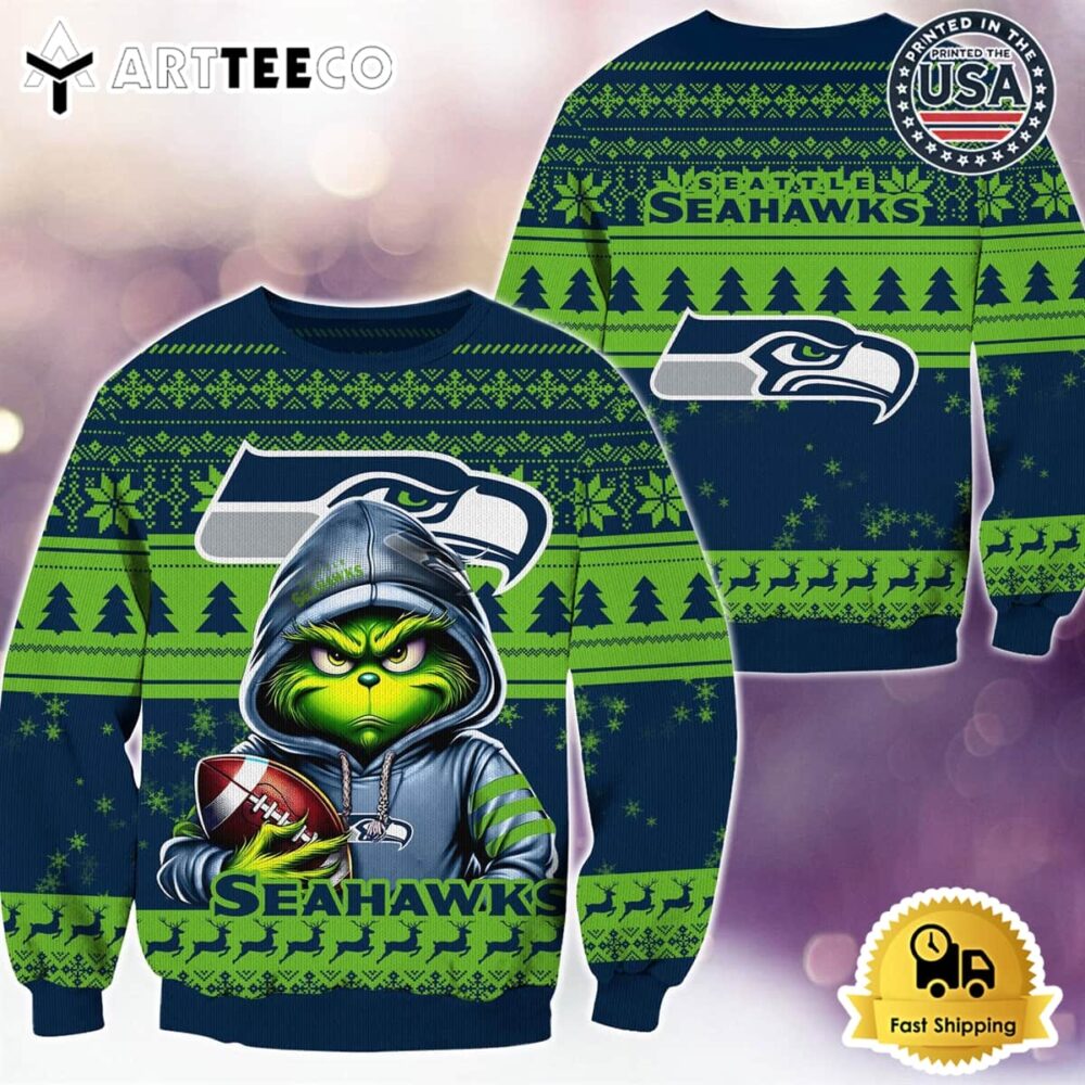 NFL Seattle Seahawks Christmas x Grinch Ugly Christmas Sweater