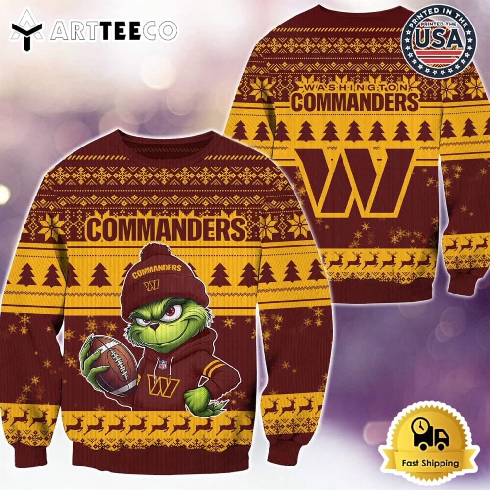 NFL Washington Commanders Grinch Football Limited Edition Ugly Christmas Sweater