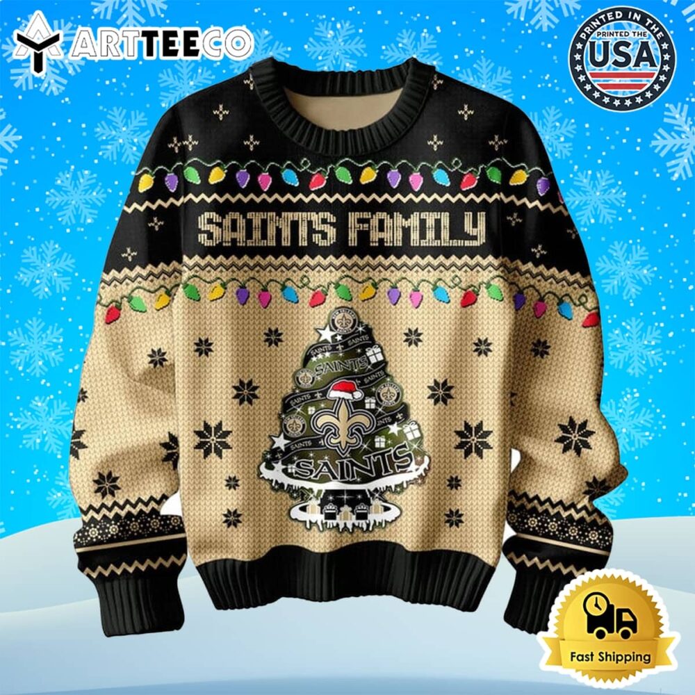 New Orleans Saints Family Have A Merry Christmas 2024 Ugly Sweater 2