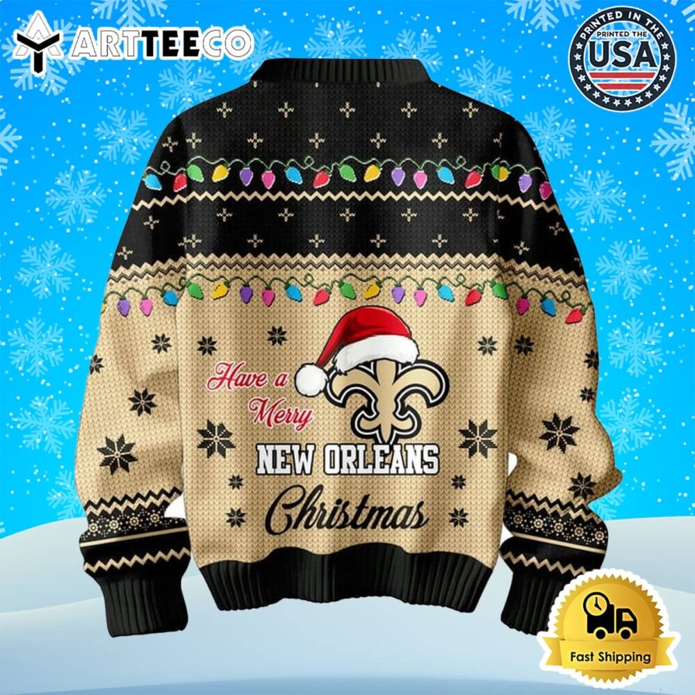 New Orleans Saints Family Have A Merry Christmas 2024 Ugly Sweater 3