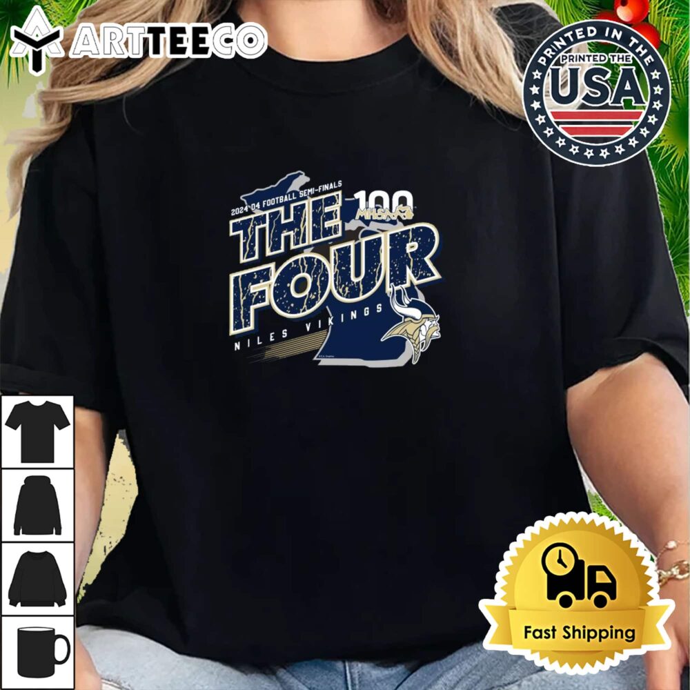 Niles Vikings MHSAA 2024 D4 Football Semi Finals The Four Retro T Shirt 2