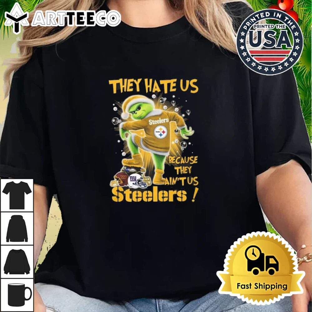 Pittsburgh Steelers x Grinch They Hate Us Because They Ain't Us Steelers NFL 2024 Retro T Shirt 2