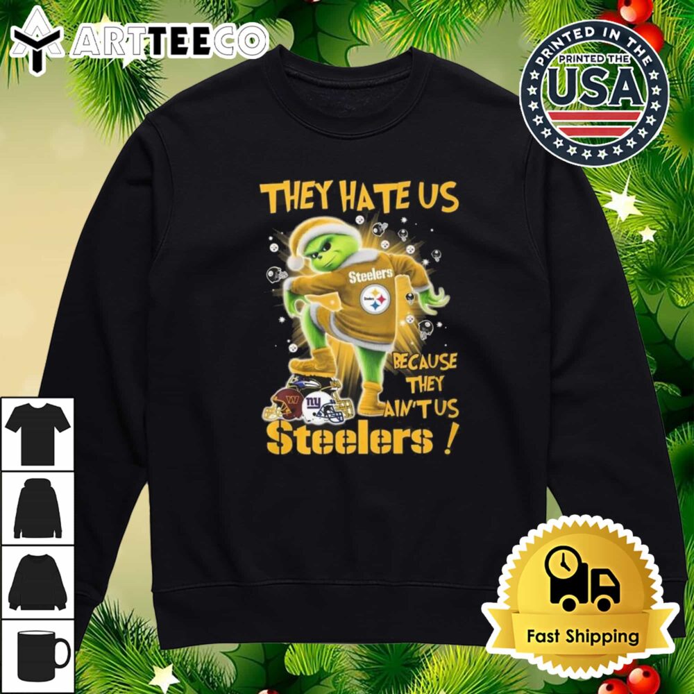 Pittsburgh Steelers x Grinch They Hate Us Because They Ain't Us Steelers NFL 2024 Retro T Shirt 4