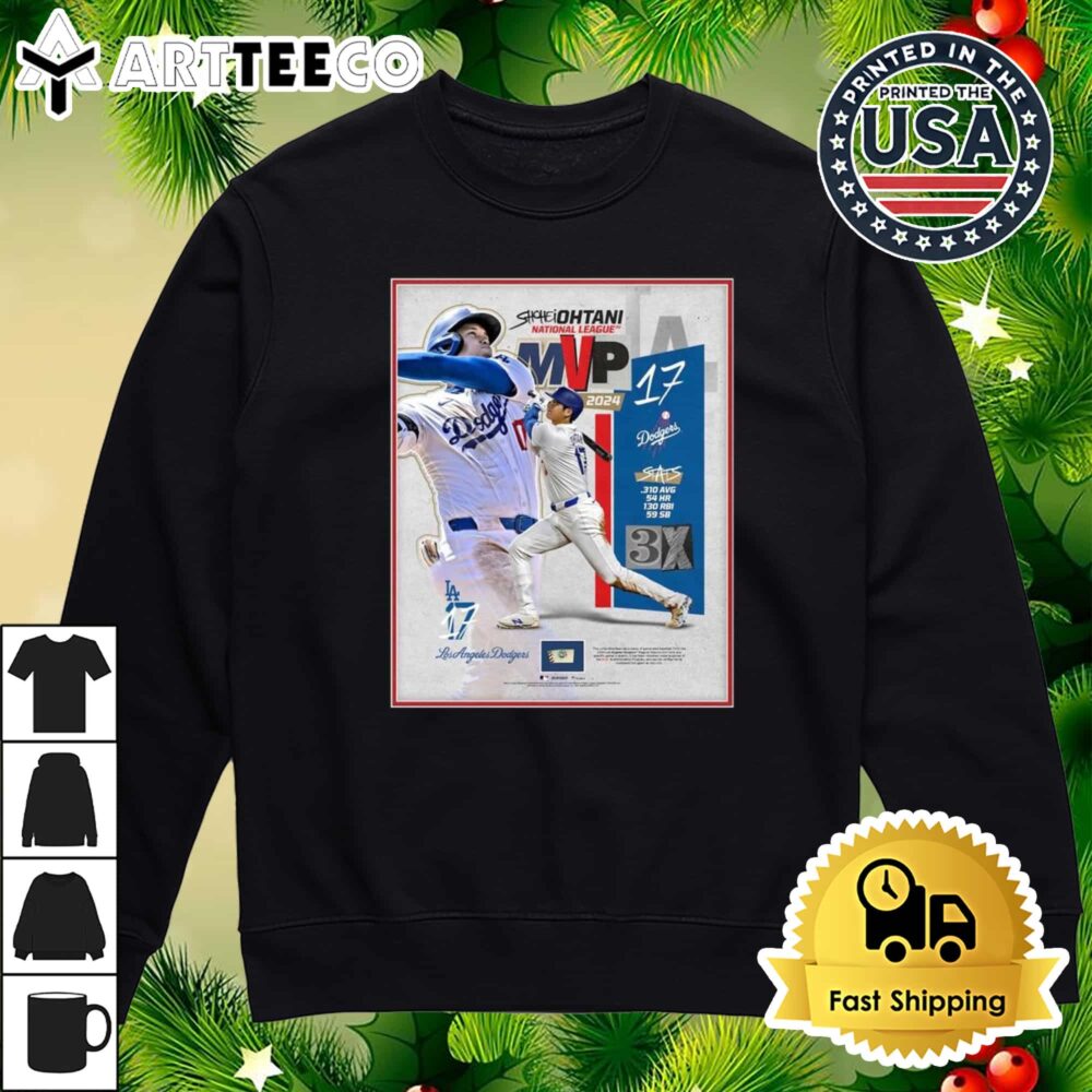 Shohei Ohtani 17 Los Angeles Dodgers 2024 National League MVP Poster Retro T Shirt 4