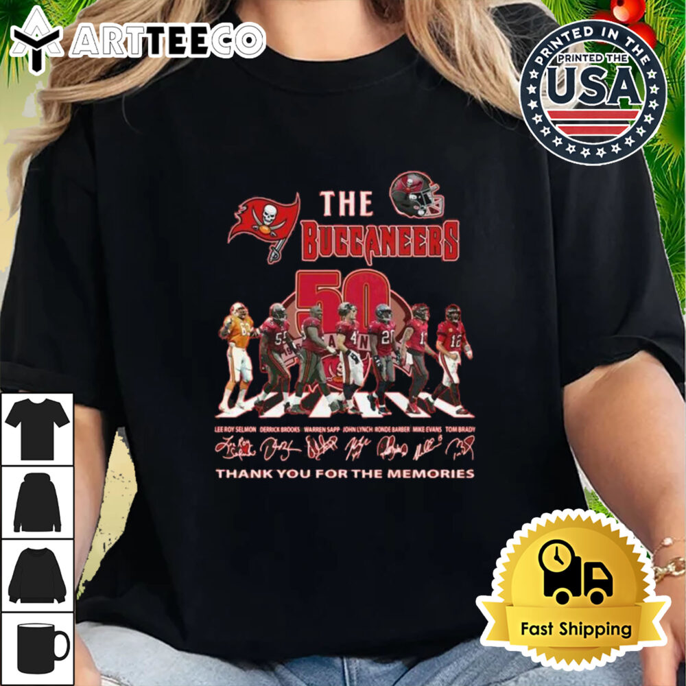 Tampa Bay Buccaneers 50th Thank You For The Memories Walking Signatures Shirt 2