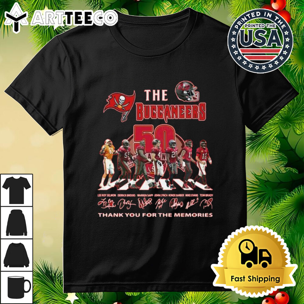 Tampa Bay Buccaneers 50th Thank You For The Memories Walking Signatures Shirt 3