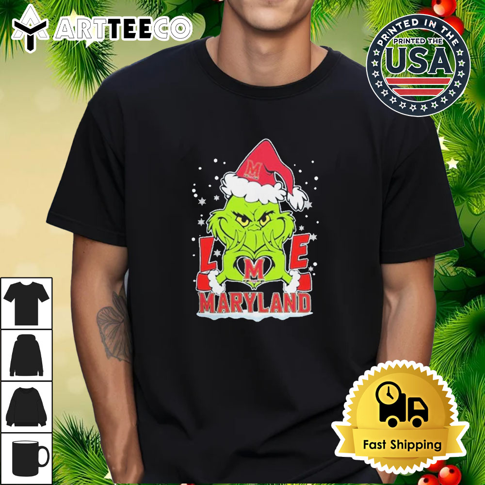 The Grinch Love 2024 Maryland Terrapins Football Christmas Retro T Shirt 1