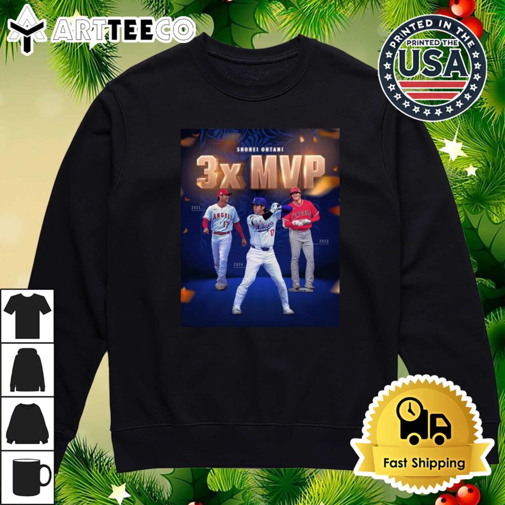 The Legend Of Shohei Ohtani 3X MVP 2021 2023 2024 Retro T Shirt 4