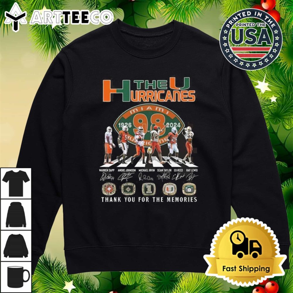 The Miami Hurricanes 98th Anniversary 1926 2024 Thank You For The Memories Walking Signatures T Shirt 4