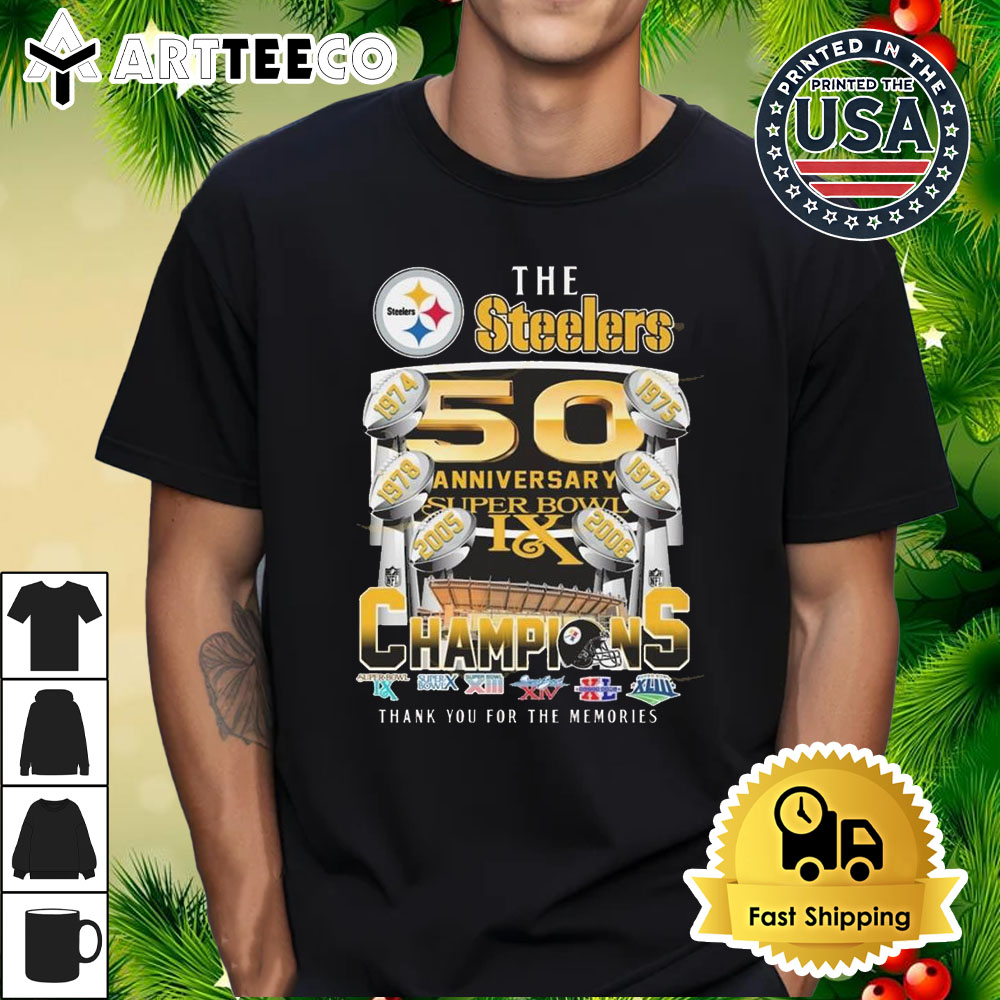 The Pittsburgh Steelers 50 Anniversary Super Bowl Champions Thank You For The Memories 2024 T Shirt 1