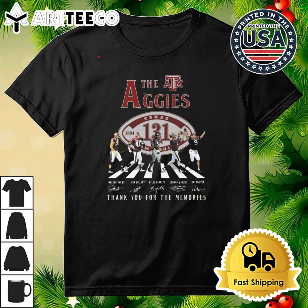 The Texas AM Aggies 1894 2025 Signatures Thank You For The Memories Walking Retro T Shirt 3