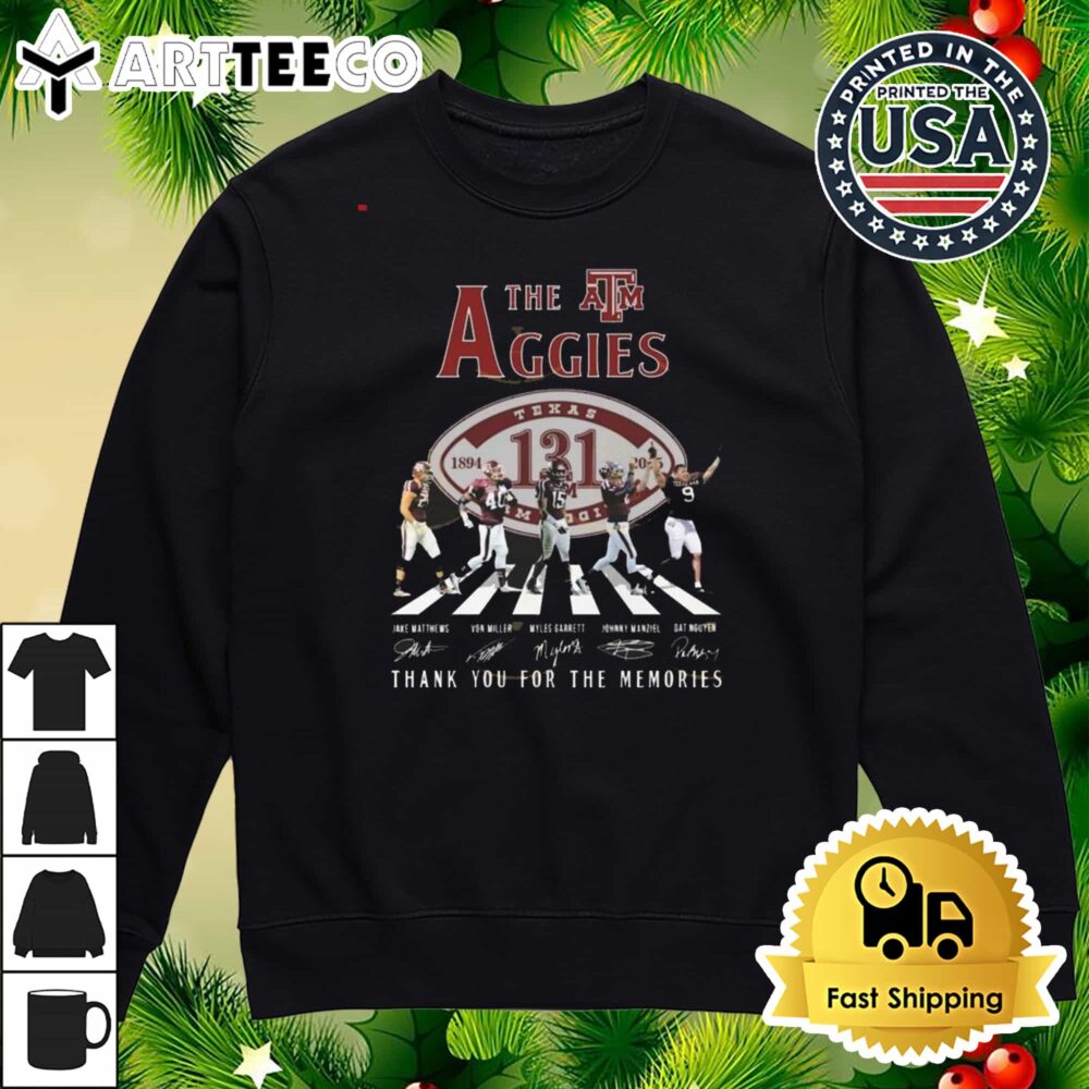 The Texas AM Aggies 1894 2025 Signatures Thank You For The Memories Walking Retro T Shirt 4