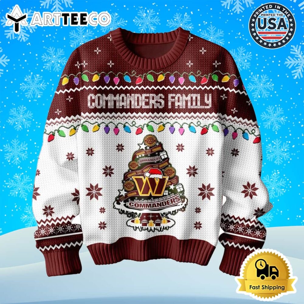 Washington Commanders Family Have A Merry Christmas 2024 Ugly Sweater 2